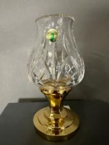 A Waterford crystal brass and crystal candlestick, boxed