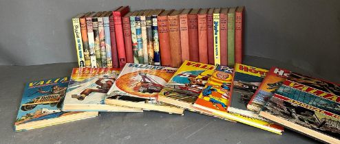 A selection of books and annuals to include Just William, Biggles and Valiand