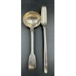 A Georgian silver ladle and marrow scoop, hallmarked for London 1834, approximate total weight