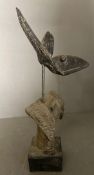 A King and Raven sculpture by John Matby (1936 - 2020) inscribed M to base and signed and titled