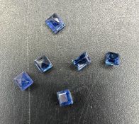 A set of six small square sapphires