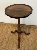 A mahogany side table with piecrust edge (H64cm Dia40cm(