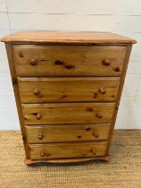 Five drawers chest of drawer (H110cm W80cm D48cm)