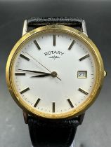 A Rotary wristwatch on leather strap, gold plated, model reference number 4990 UCAR 364