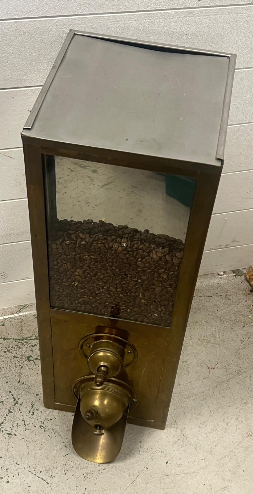 A brass coffee dispenser/silo with coffee slide to front (H73cm SQ27cm) - Image 2 of 5