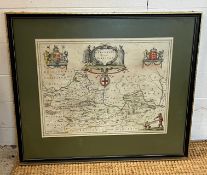A framed map of Berkshire 70cm x 60cm