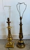 Two vintage brass table lamps