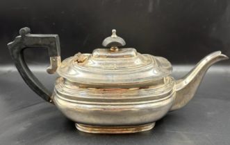 A silver teapot, hallmarked for Sheffield 1990 with ebonised handle and finial, by Mappin and Webb.
