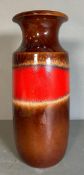 A West German Scheurich Keramik fabiola brown and red vase H41cm