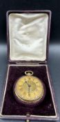 An 18ct gold pocket watch AF decorated with three colour gold leave design and case marked with