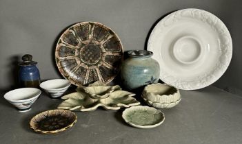 A selection of mixed ceramics to include lidded jars, dishes and serving plates