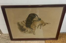 Dog bringing back a rabbit by Leon Danchin 292/300 (1887 - 1938)