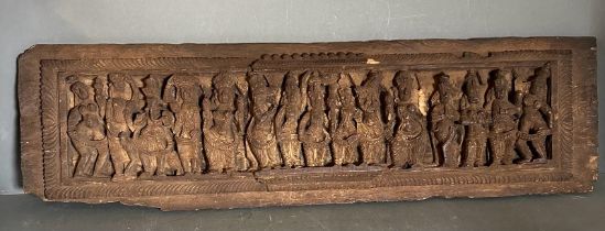 An antique Indian carving brought back from the Scinde Campaign of 1843, featuring carved deities