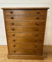 Vintage pine eight drawer collectors chest (H63cm W48cm D27cm)