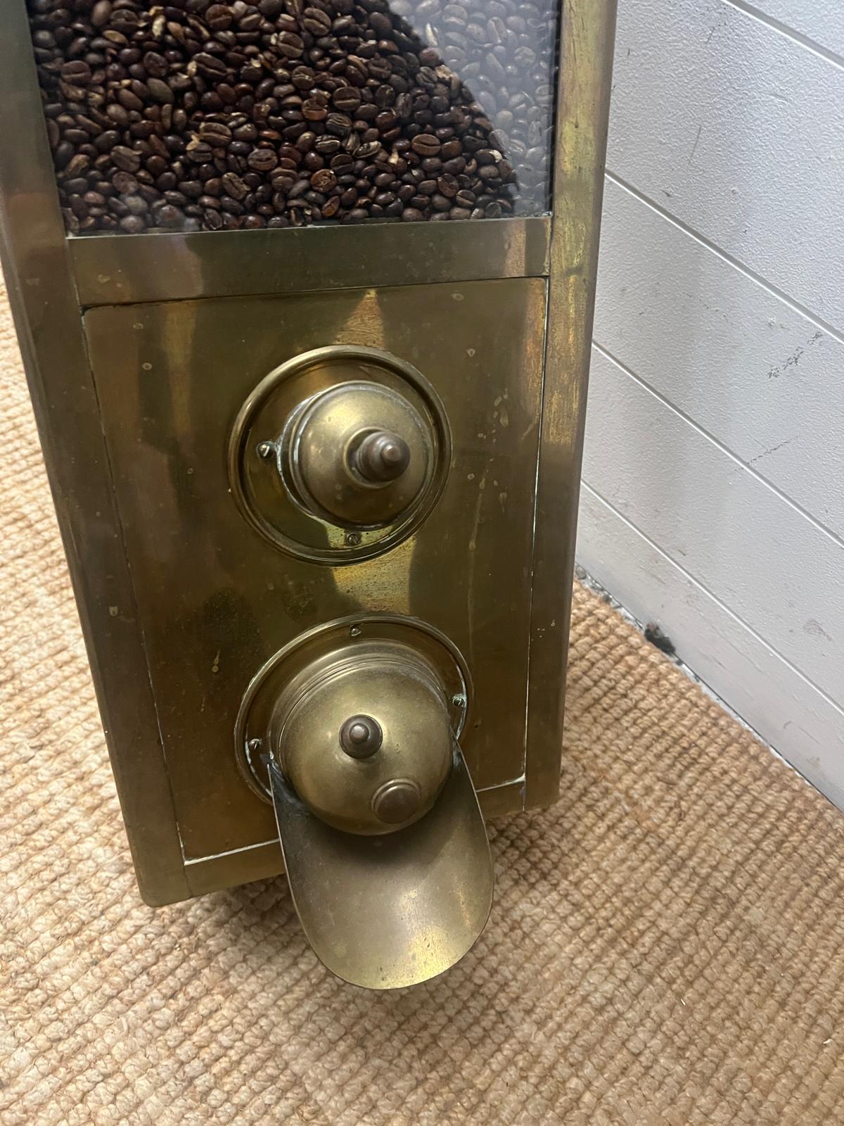 A brass coffee dispenser/silo with coffee slide to front (H73cm SQ27cm) - Image 4 of 5