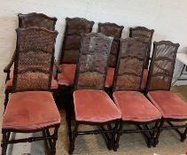 Eight American cane back chairs by Century Furniture Hickory N.C