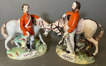 Two Staffordshire flatbacks of Lord Napier and Garibaldi