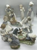 A selection of Lladro, Nao and other makers figurines