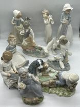 A selection of Lladro, Nao and other makers figurines