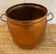 A copper twin handled coal buckets (H29cm)