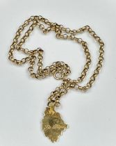 A 9ct gold necklace, approximate weight 8.2g and an 18ct pendant engraved La Digue approximate