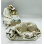 Two Nao figurine "Basset Hound" and The Cradel"