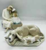 Two Nao figurine "Basset Hound" and The Cradel"