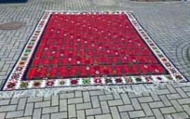 A Kilim carpet, hand woven wool rug, cleaned and demanded