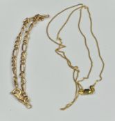 A 9ct gold fine necklace along with a 9ct gold bracelet, with an approximate weight of 2.3g