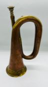 A brass and copper bugle, inscribed "The Bigrritz Bugle" and Inter Service