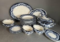 A part blue and white Warwick dinner service to include bowls, plates and a tureen