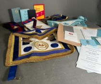 Masonic Interest: A briefcase containing various jewels and vestments along with other ephemera