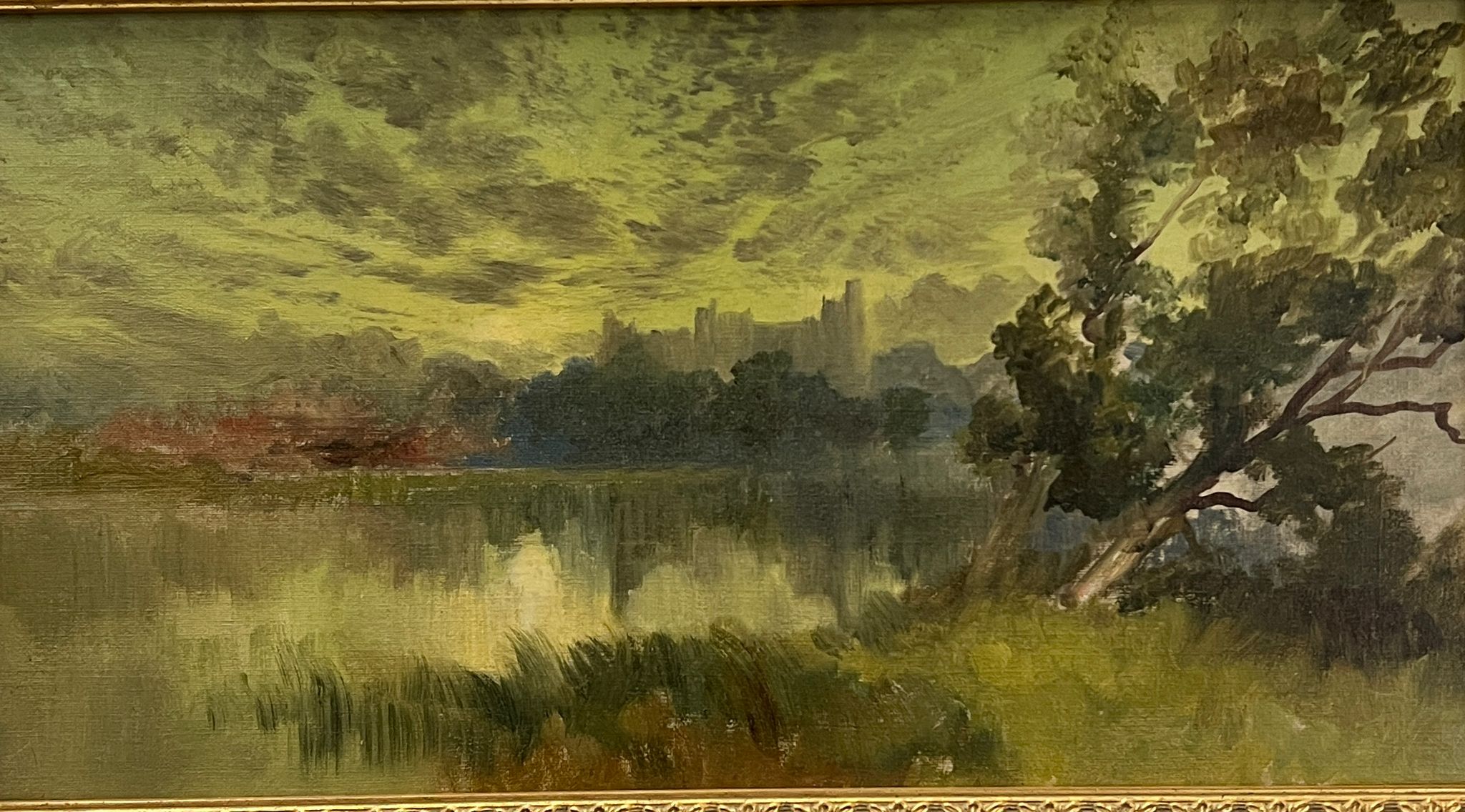 An oil on canvas of Windsor Castle (47cm x 24cm picture size) - Image 2 of 4