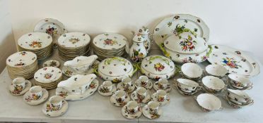 Herend Fruit and flowers dinner service, the porcelain hand painted comprising of 2 serving