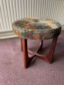 A Mid Century upholstered stool (H46cm D46cm)