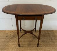 A Victorian inlaid drop leaf occasional table, single drawer table with decorative marquetry inlays.