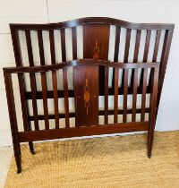 A mahogany inlaid Victorian bed head and end (H138cm) (fits a 4.6 mattress)