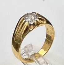 A 1 ct diamond Gents ring on 18ct gold Size M (70g)