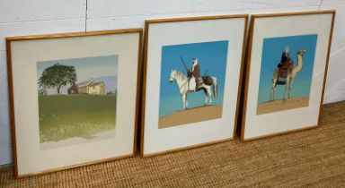 Three prints, two Bedouin style and one scenic scene