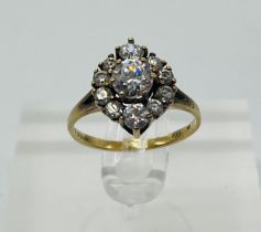 A 9ct gold, marked 375, fashion ring CZ cluster style, approximate size M