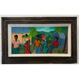 An oil on canvas by Haitian artist Maurice Guerre signed lower right