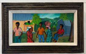 An oil on canvas by Haitian artist Maurice Guerre signed lower right