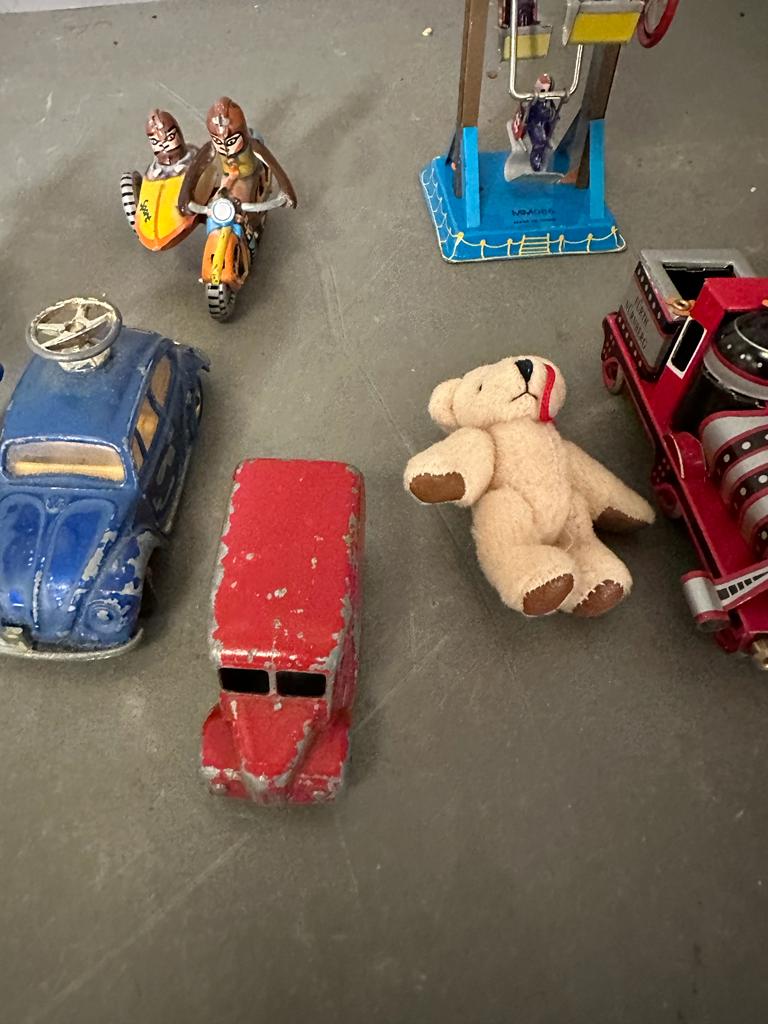 A selection of vintage tin toys and a miniature teddy bear - Image 5 of 6