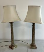 Two onyx lamps with shades (H79cm)
