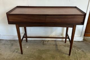 A Mid Century two drawer sideboard with galleried top (H80cm W114cm D47cm)
