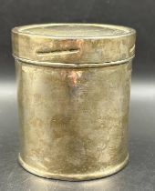 A W D & H O Wills Bristol and London tobacco silver canister, engraved to top and hallmarked for