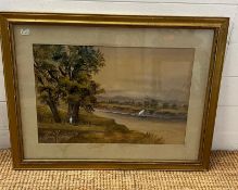 A river scene by E.Easp 76cm x 60cm (Frame size)