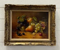 A still life in a gilt frame signed lower right J.F Smith 1986 53cm x 45cm