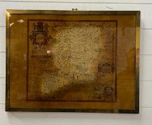 A print of a Saxon map of Hampshire 65cm x 47cm