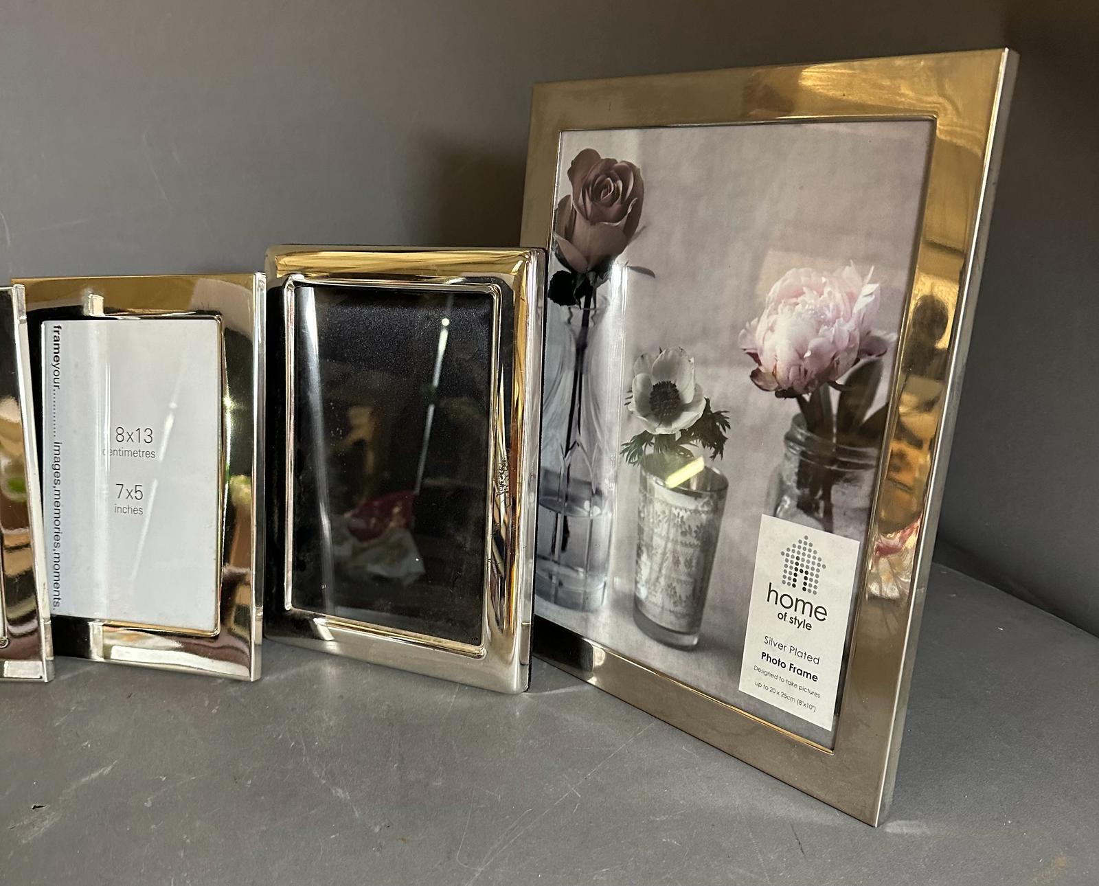A selection of five white metal photograph frames various sizes along with a John Lewis 6" x 4" - Image 2 of 4